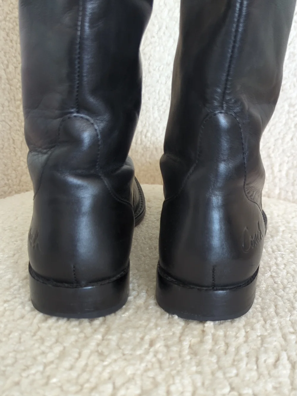 Coach Women's Cheyenne Leather Black Riding Boots | Size 7